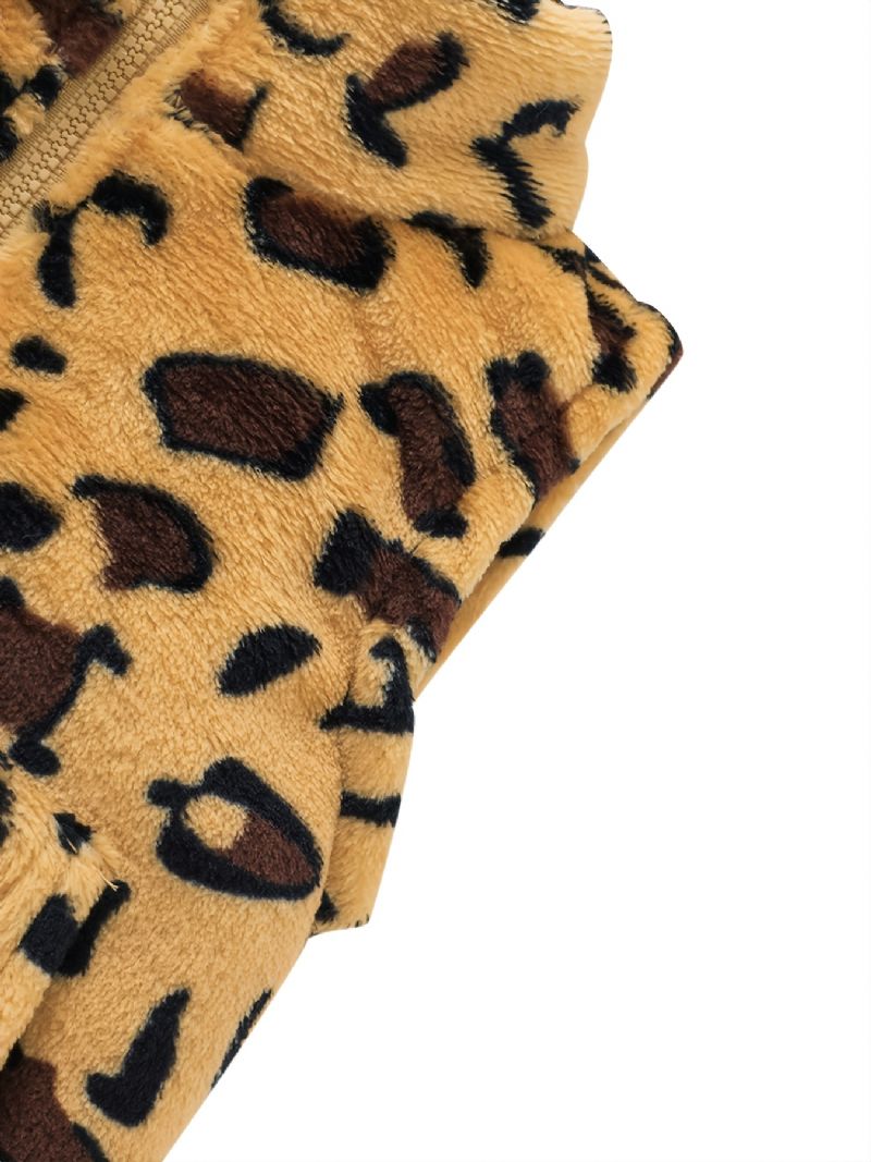 Baby Plysj Leopardprint Glidelåsvest
