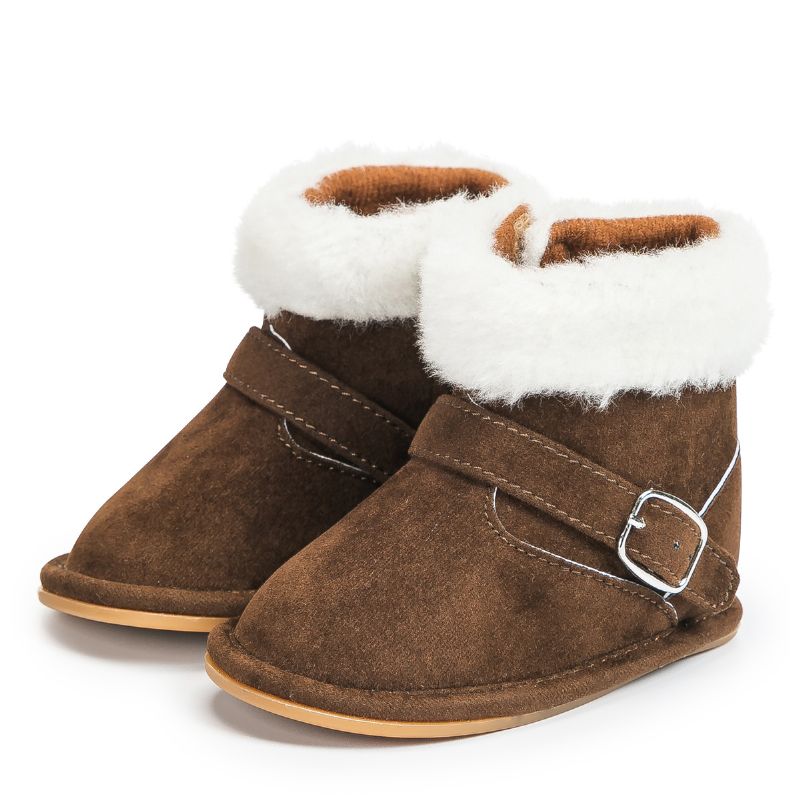 Baby Gutter Jenter Booties Nyfødt Koselig Fleece Varme Vinterstøvler Småbarn Sklisikker Snøring Første Gangsko