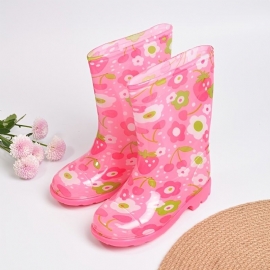 Jenter Color Cute Polka Dot Outdoor Sklisikker Lett Slip On Pvc Regnstøvler