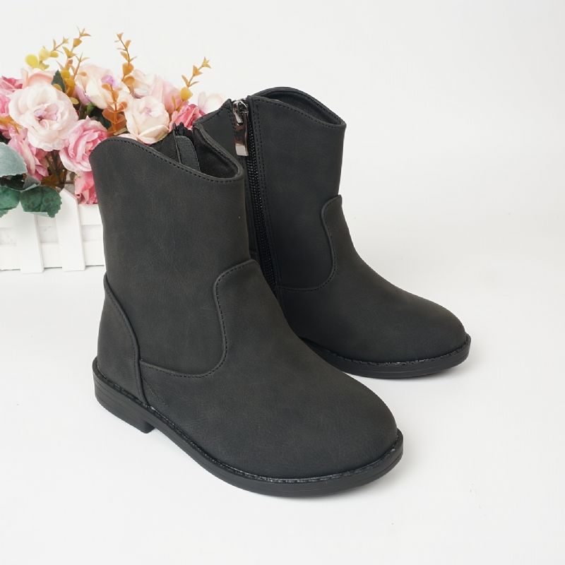 Kids Jenter Side Zip Chelsea Boots Støvler For Fall Winter New