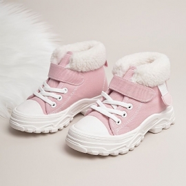 Småbarn Baby Jenter Boots Støvler Myksåler High Top Canvas Shoes For Fall Winter New