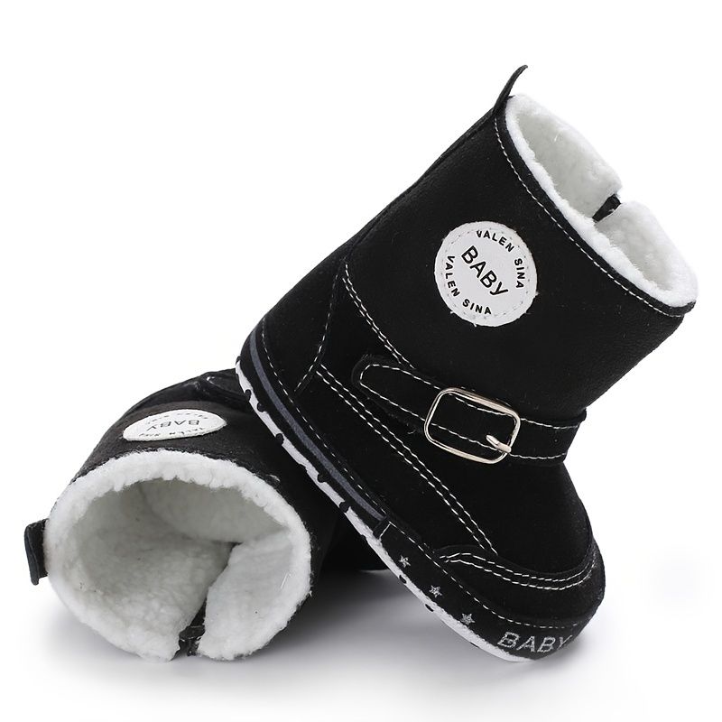 Spedbarns-babystøvletter Myksåle Anti-skli High Top Fleece Termisk Vintersko First Walker Sko Barneseng Sko For Gutter Jenter