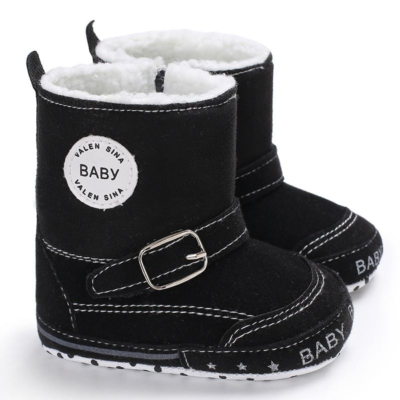 Spedbarns-babystøvletter Myksåle Anti-skli High Top Fleece Termisk Vintersko First Walker Sko Barneseng Sko For Gutter Jenter