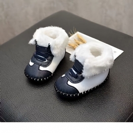 Varm Fleece Stitch First Walk Sko Koselige Sklisikre Snøstøvler For Baby Gutter Småbarn Spedbarn
