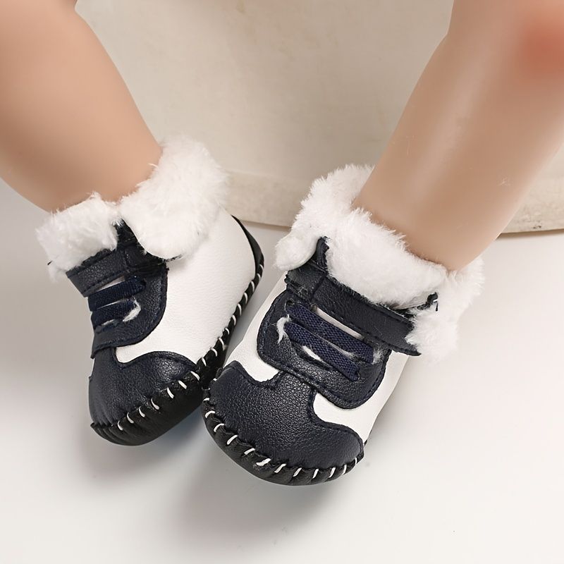 Varm Fleece Stitch First Walk Sko Koselige Sklisikre Snøstøvler For Baby Gutter Småbarn Spedbarn