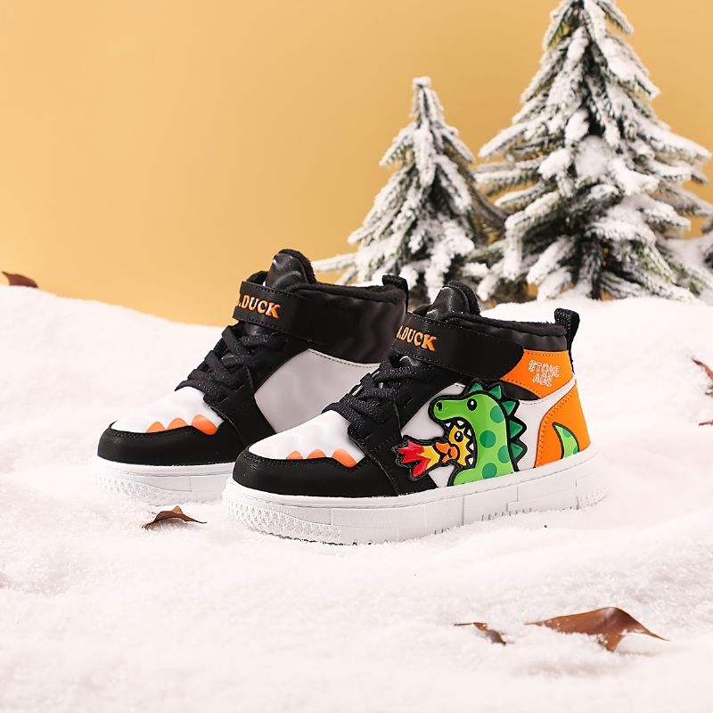 B.duck Gutter Jenter Sneakers Tegnefilm Sklisikker Fleece Varm Vinter Canvas Sko Barnesko