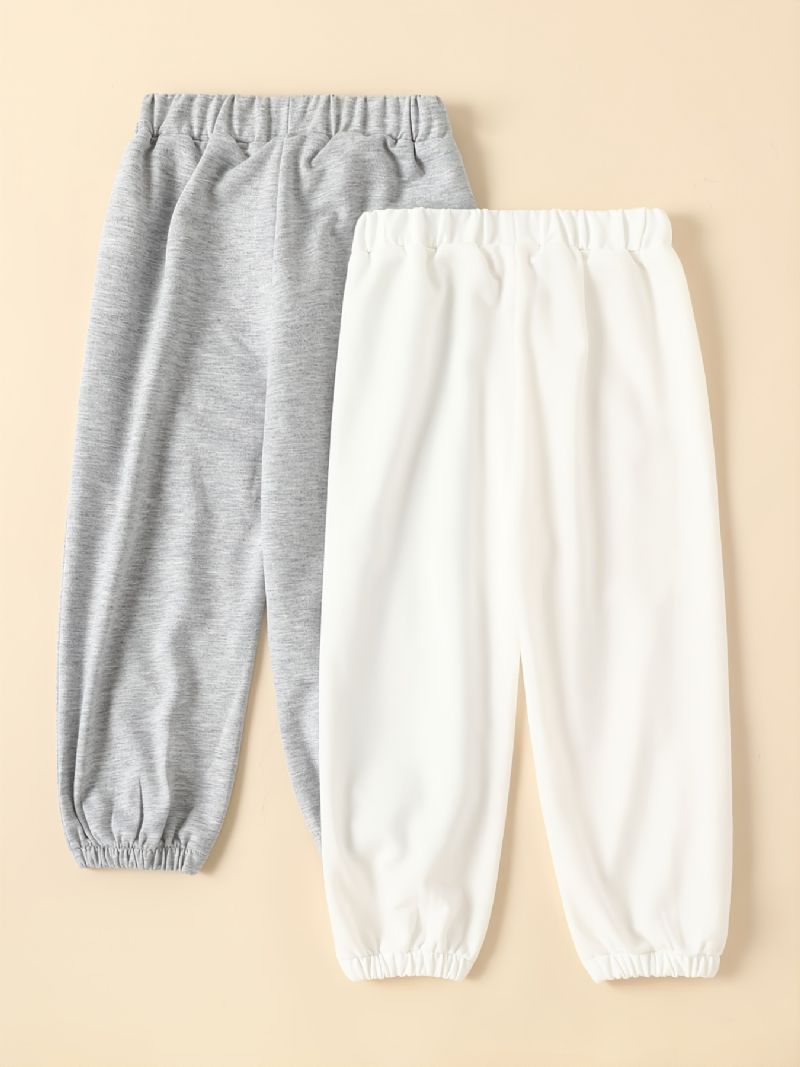 2 Stk Gutter Joggebukse Elastisk Midje Bokstavtrykk Sport Joggerbukser Barneklær