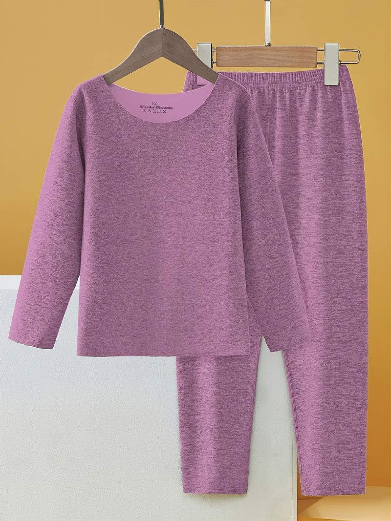 2stk Enkel Pyjamas For Gutter Med Termisk Fleece-overdeler Og -bukser Til Vinteren