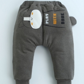 Baby Bomullsbukser Fleece Fortykket Varm Søt Dyreprint For Gutter Jenter