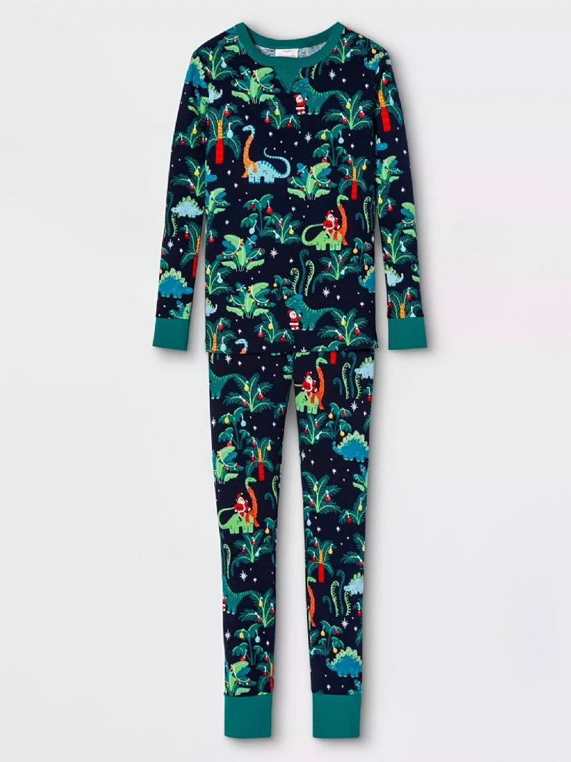 Babypyjamas For Småbarn Familieantrekk Dinosaurtrykk Med Rund Hals Og Langermet Topp Og Bukser For Gutter Jenter