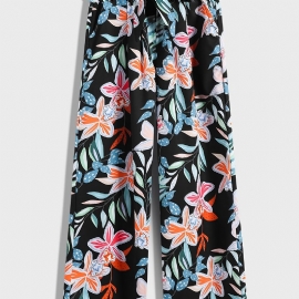 Barn Jenter Flower Print Wide Leg Bukser Løs Casual