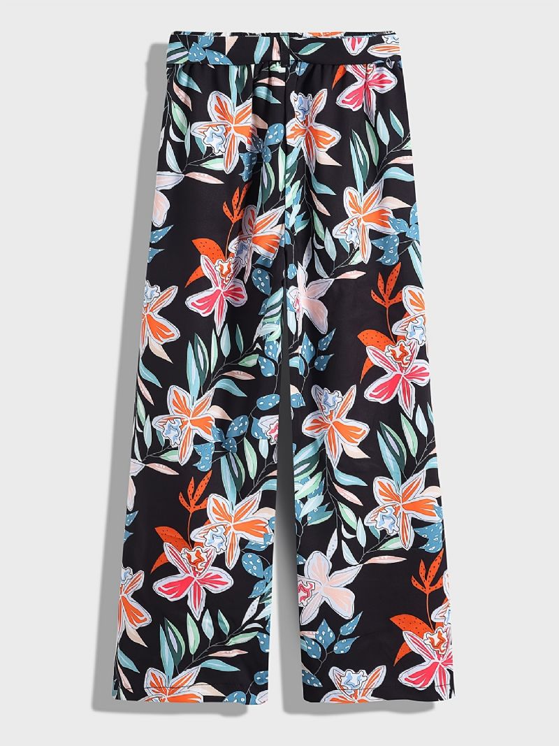 Barn Jenter Flower Print Wide Leg Bukser Løs Casual