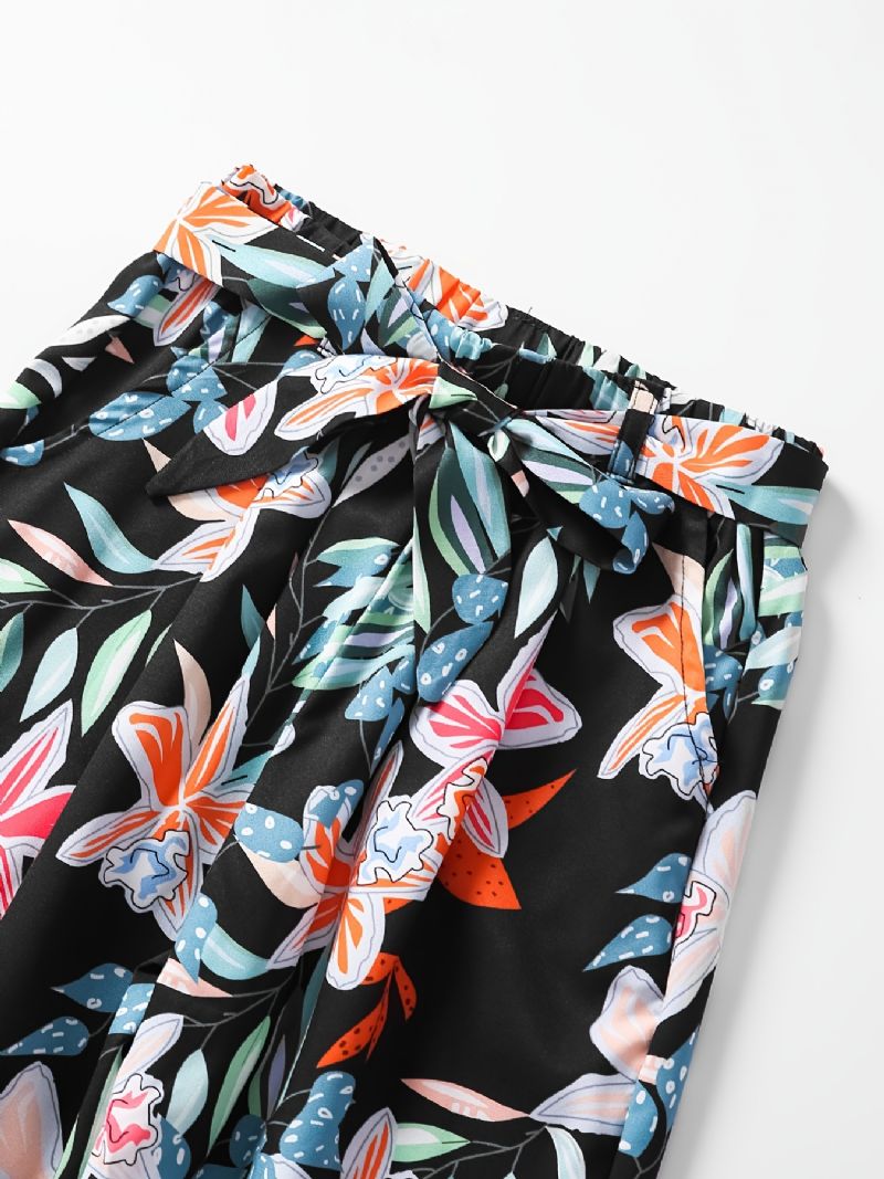 Barn Jenter Flower Print Wide Leg Bukser Løs Casual