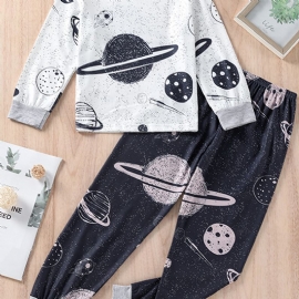 Guttens Cosmic Print Crew Neck Top & Pants Loungewear