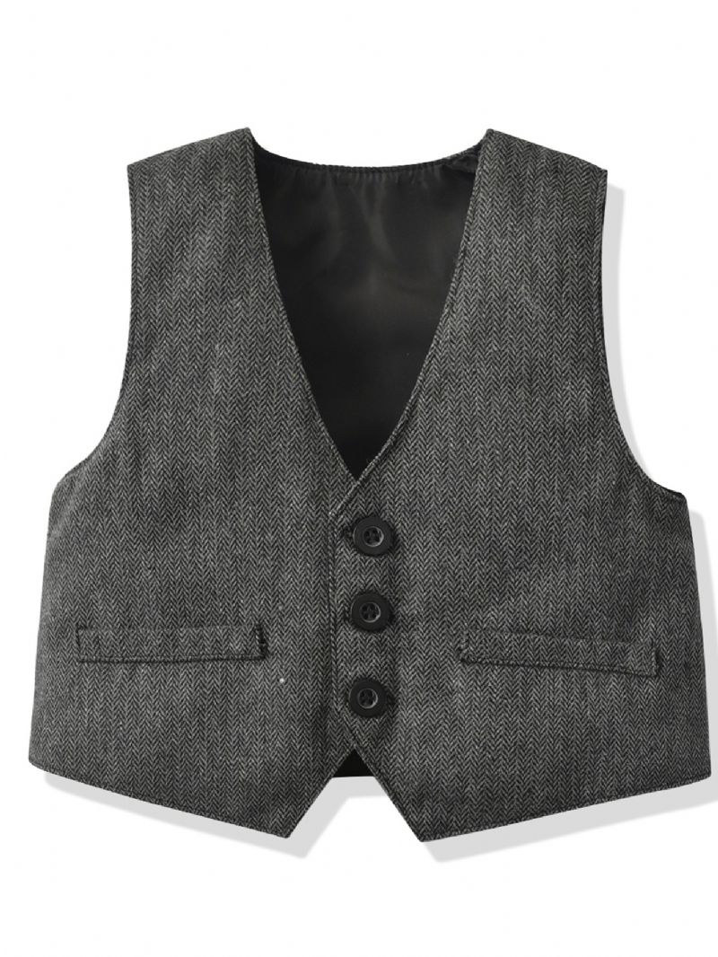 Guttens Gentleman Outfit Button-up Skjorte + Bukse + Vest For Høst Og Vinter Ny Jul