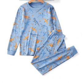 Guttens Lounge Wear Homewear Langermet Topp Og Matchende Buksesett Med Dinosaurtrykk