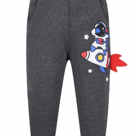 Guttens Space Astronaut Print Joggebukser Med Termisk Fortykkede Lommer Uformelle Søte Bukser For Vinter 2-7 År Gammel