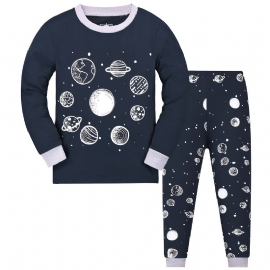 Guttens Space Print Pyjamas Set Langermede Buksesett