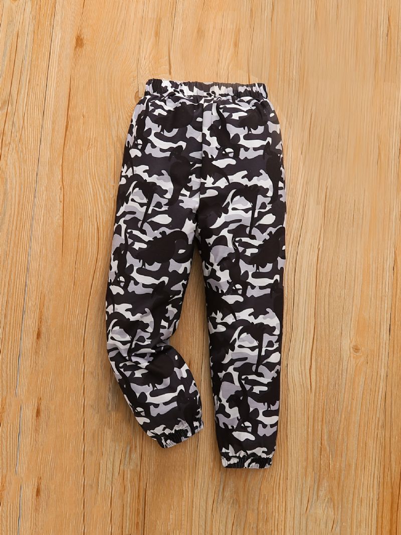 Gutter Casual Camouflage Pocket Front Elastisk Midje Sportsbukser Klær