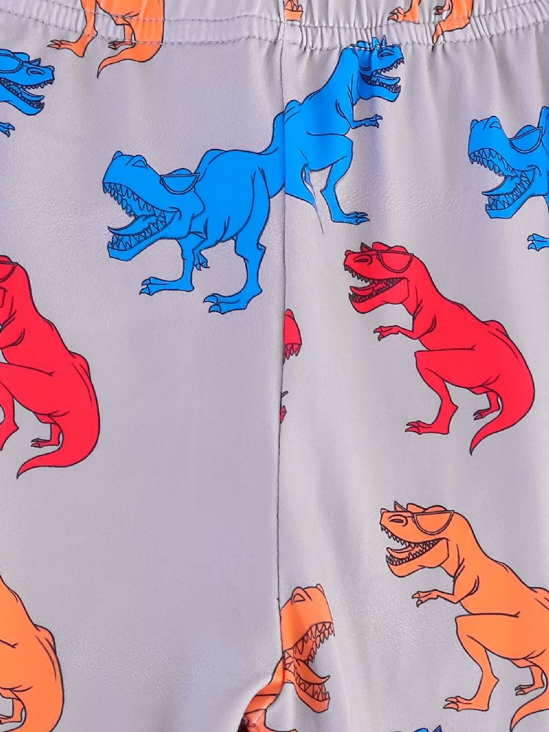 Gutter Pyjamas Familieantrekk Dinosaurtrykk Rundhals Langermet Topp Og Buksesett Barneklær