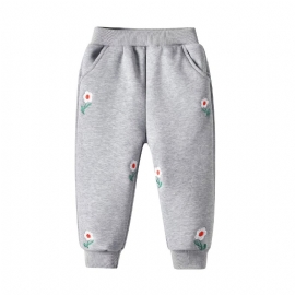 Jenter Casual Floral Broderi Elastisk Midje Sport Jogger Bukser Klær