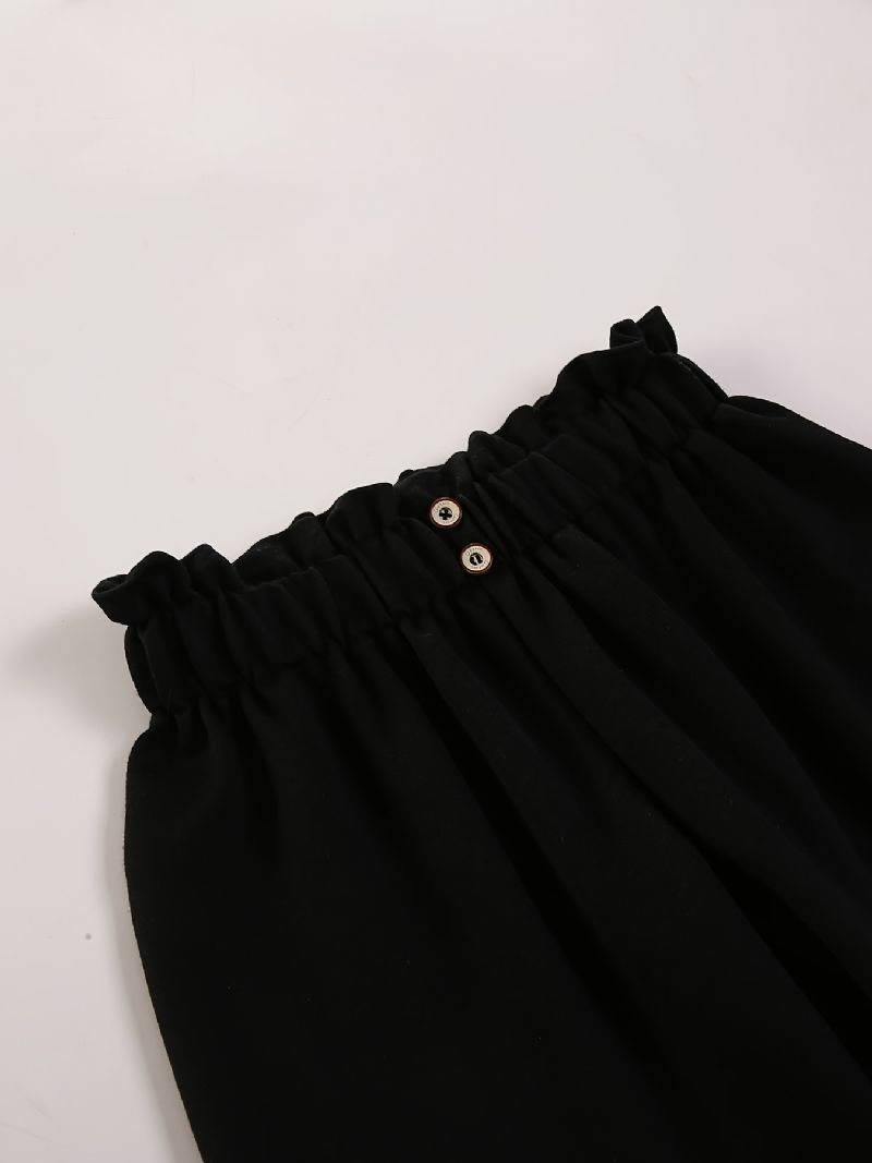 Jenter Casual Solid Black Bloomers Bukser Med Stretchy Midje For Utendørs