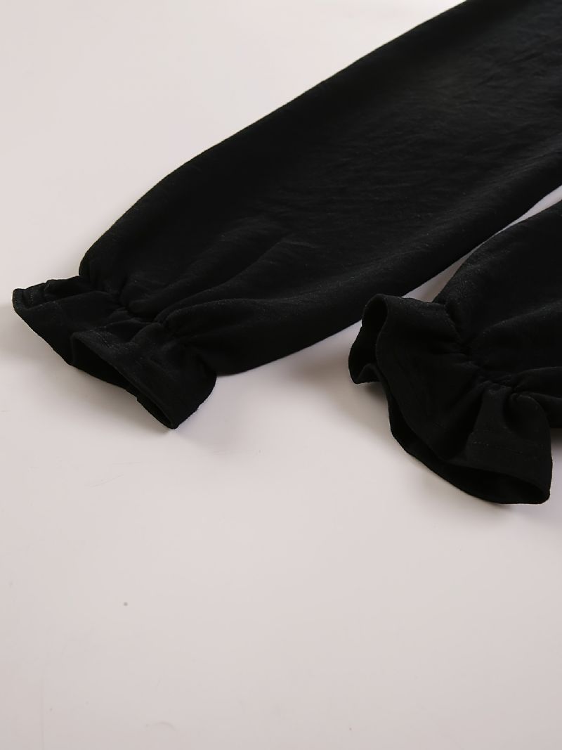 Jenter Casual Solid Black Bloomers Bukser Med Stretchy Midje For Utendørs