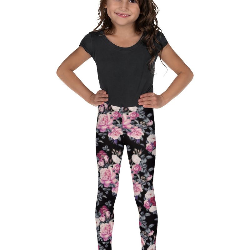 Jenter High Stretch Myke Leggings Blomster Print Bukser Barneklær