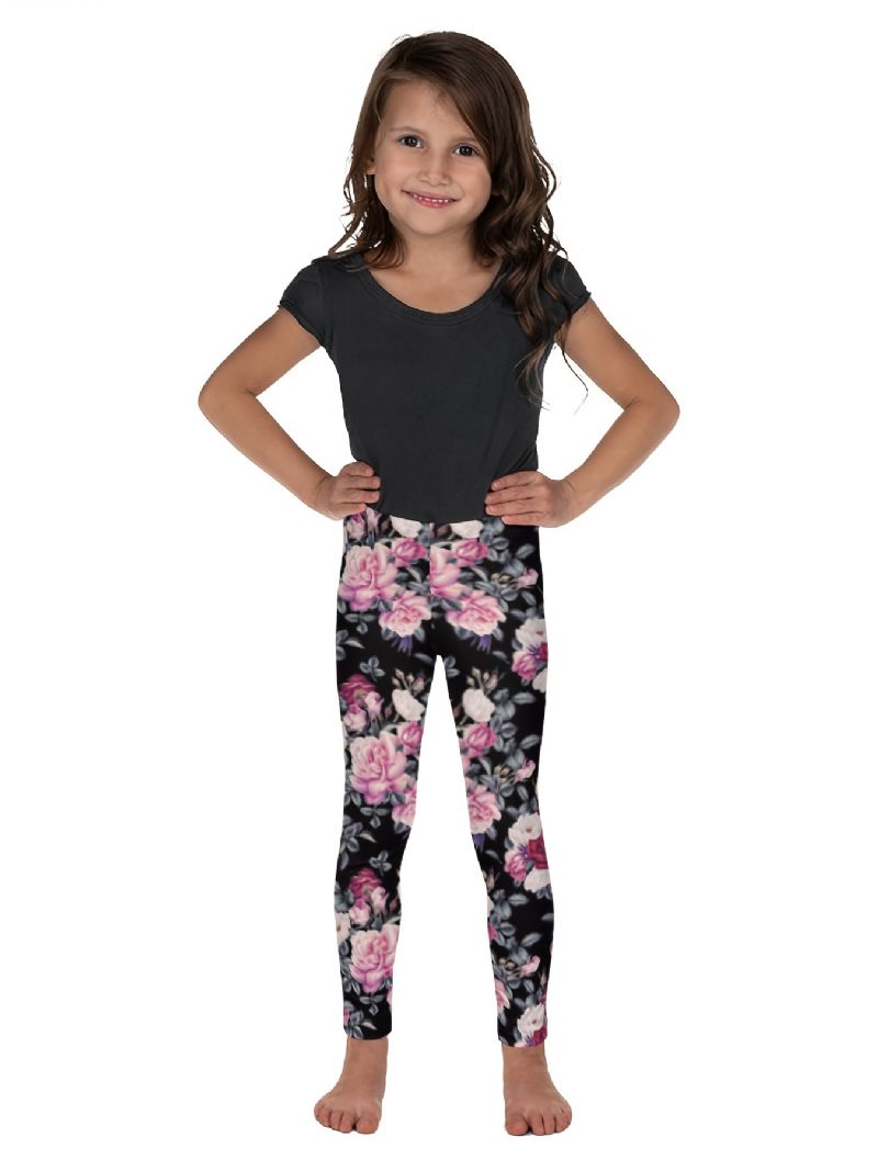 Jenter High Stretch Myke Leggings Blomster Print Bukser Barneklær