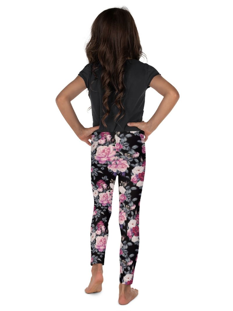 Jenter High Stretch Myke Leggings Blomster Print Bukser Barneklær