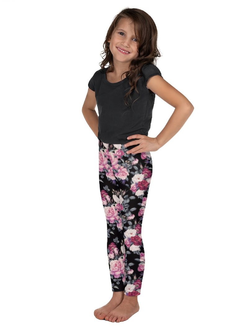 Jenter High Stretch Myke Leggings Blomster Print Bukser Barneklær