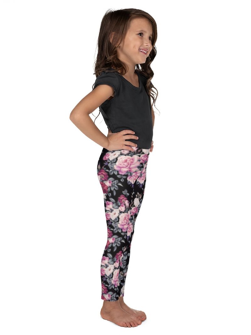 Jenter High Stretch Myke Leggings Blomster Print Bukser Barneklær