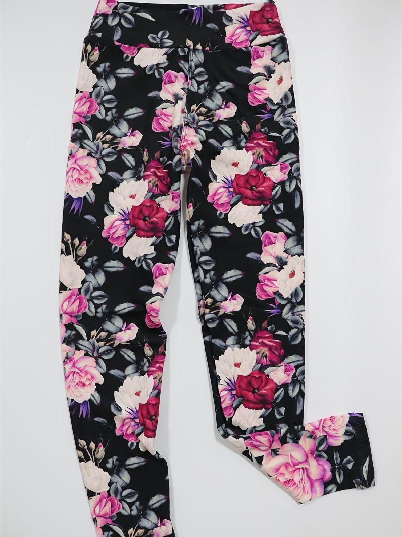 Jenter High Stretch Myke Leggings Blomster Print Bukser Barneklær