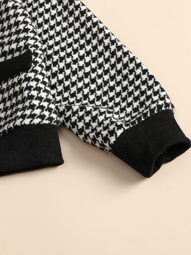 Jenter Houndstooth Rutete Topper Med Knapper+ Bukser Til Høst Og Vinter Nyhet