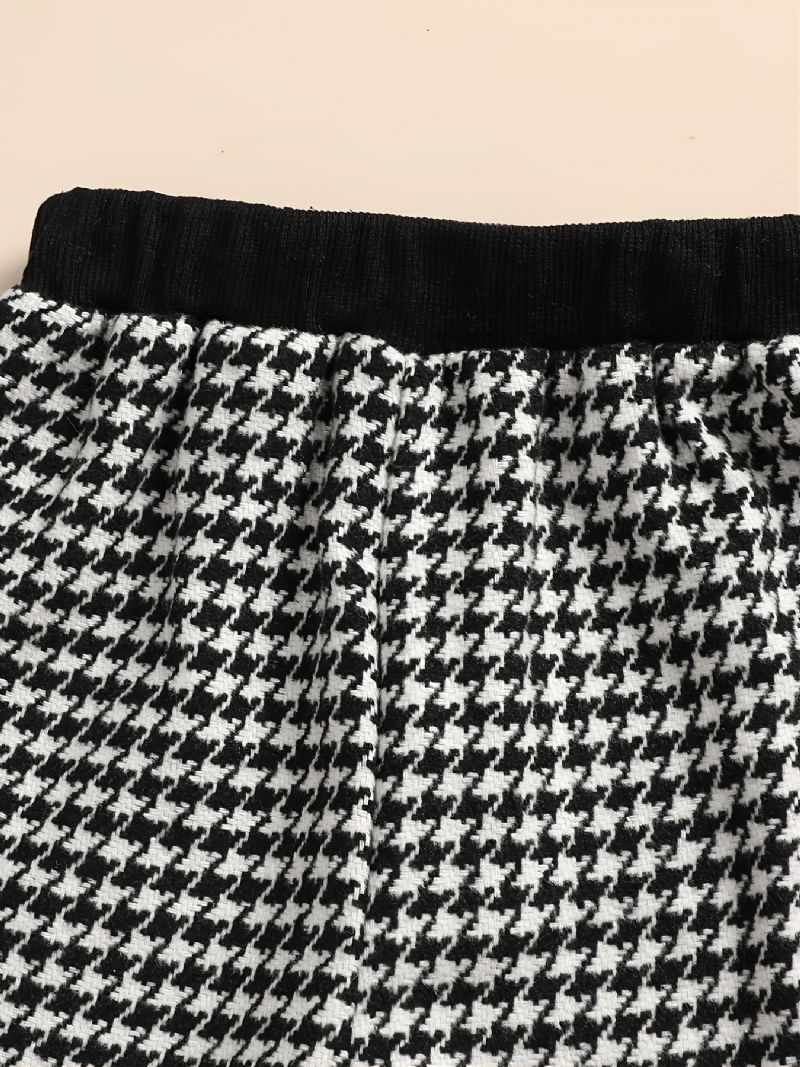 Jenter Houndstooth Rutete Topper Med Knapper+ Bukser Til Høst Og Vinter Nyhet