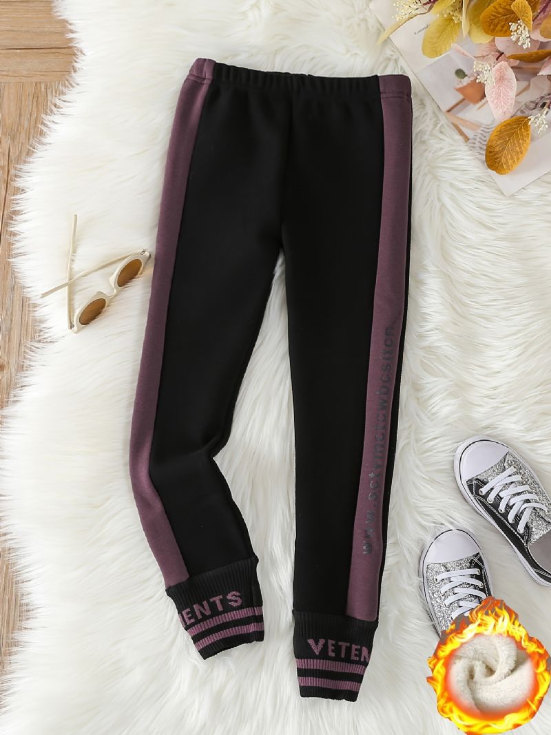 Jenter Preppy Style Side Striped Jogger Bukser Med Letter Print Barneklær