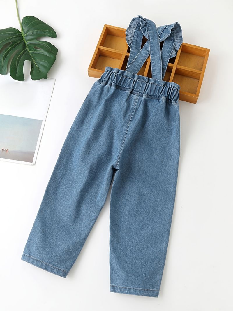 Jenter Vintage Søt Casual Denim Bib Bukser For Daily Life Kongeblå