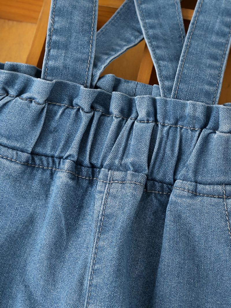 Jenter Vintage Søt Casual Denim Bib Bukser For Daily Life Kongeblå