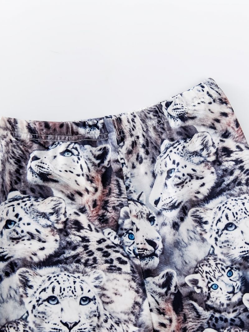 Leopardprint Casual Bukser For Baby Jenter Småbarn