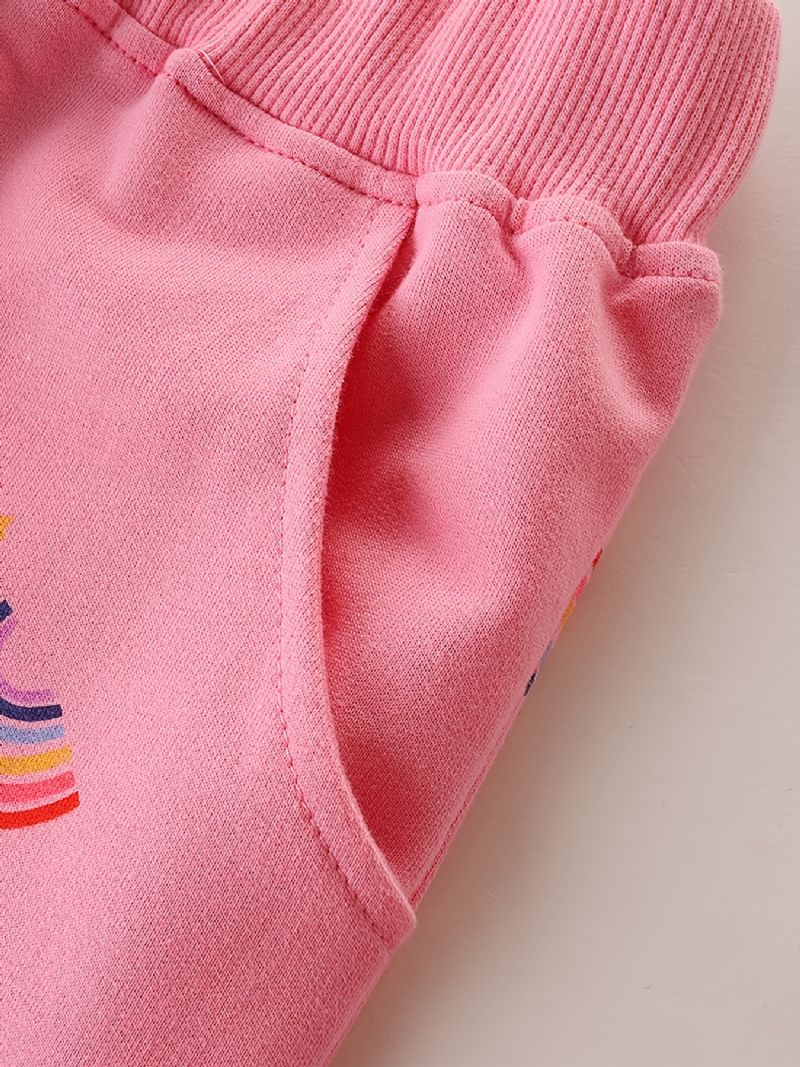 Regnbuetrykk Bomull Elastisk Midje Joggebukse For Baby Jenter Gutter Smårolling
