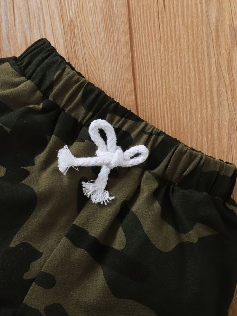 Småbarn Baby Gutter Antrekk Langermet Crew Neck Camo Alfabet Print Skjorte & Jogger Snøringsbukser