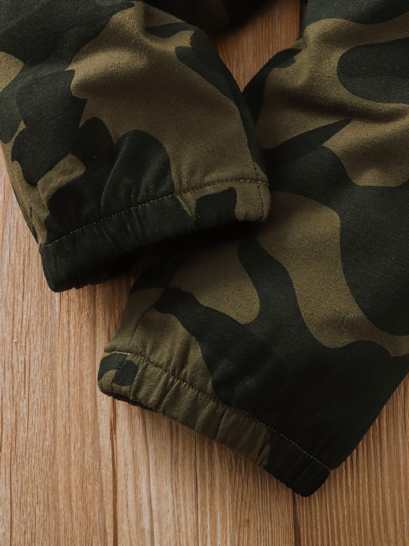 Småbarn Baby Gutter Antrekk Langermet Crew Neck Camo Alfabet Print Skjorte & Jogger Snøringsbukser