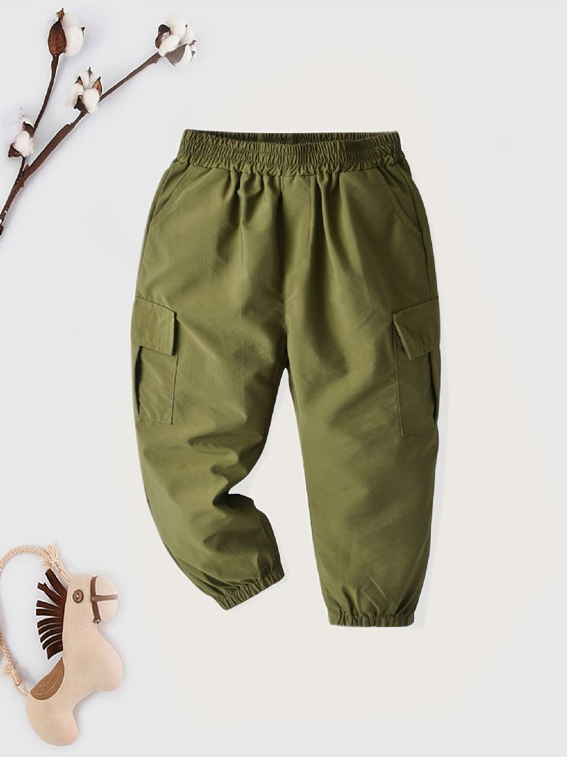 Solid Cargo-bukser For Gutter Med Elastisk Linning Barneklær