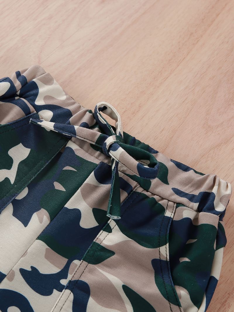 Toddler Jenter Mesh Panel Top & Camo Print Bukser Barneklær