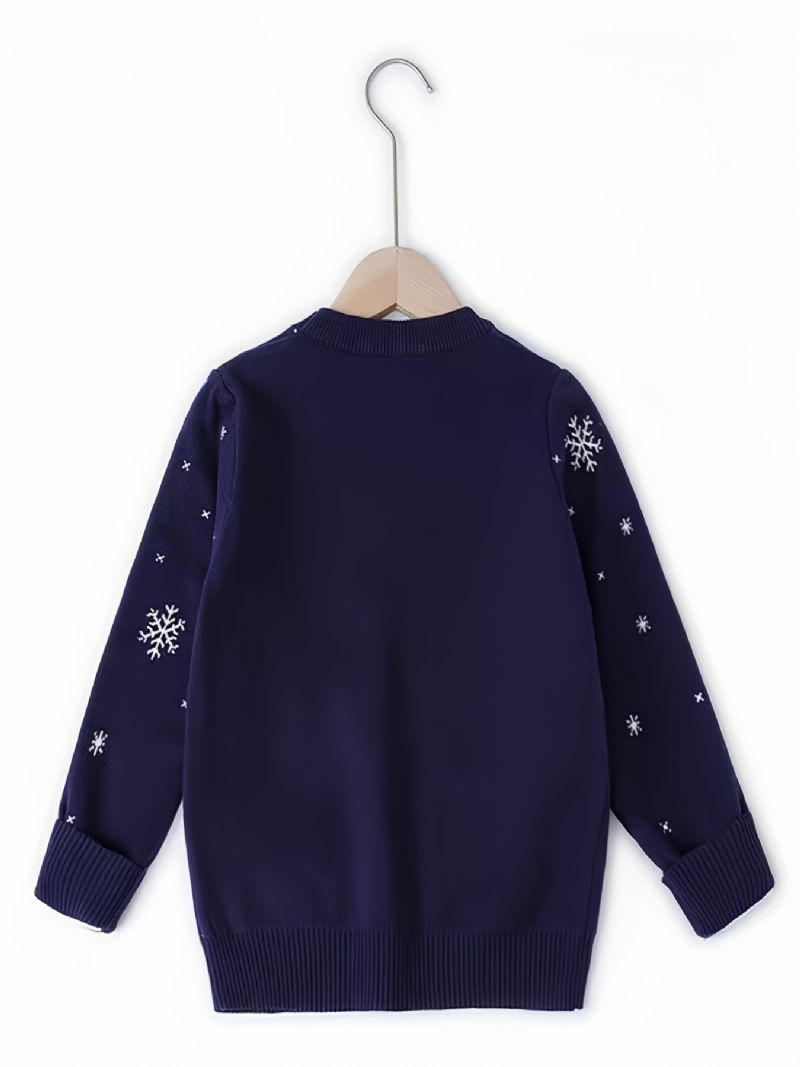 1 Stk Jenter Casual Julenissen Print Pullover Strikket Genser Rundhals Langermet Termisk Til Vinter Julefest