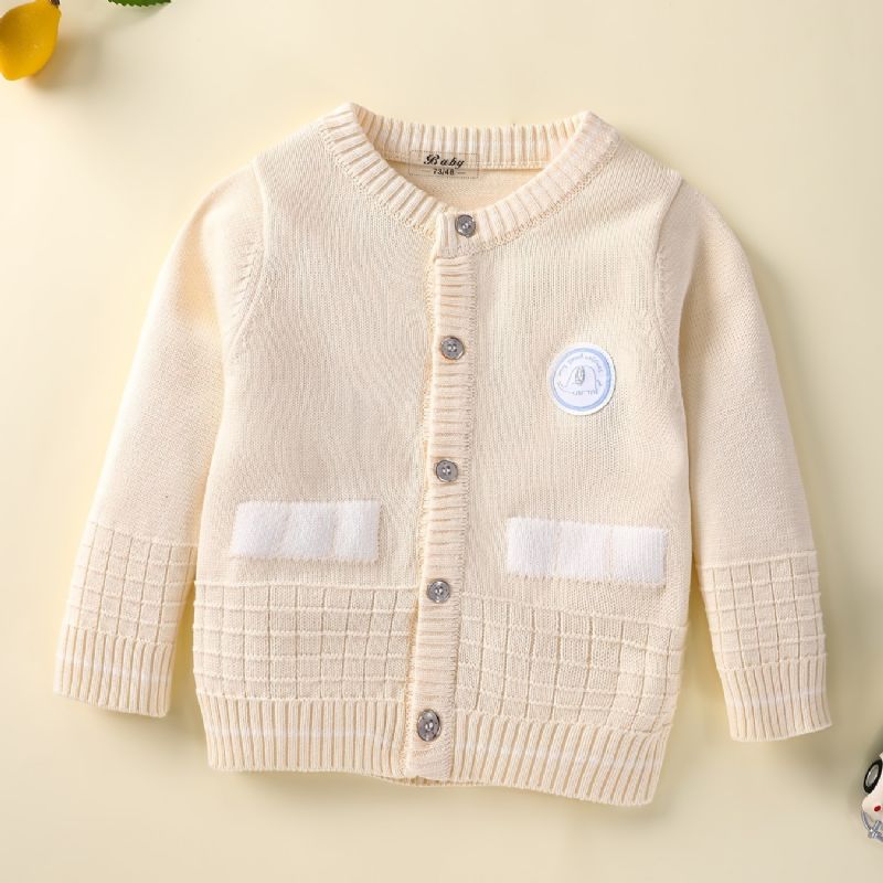 Baby Gutter Jenter Strikk Cardigan Crewneck Termisk Genser Til Vinter Babyklær