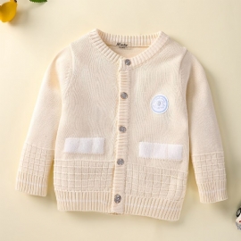 Baby Gutter Jenter Strikk Cardigan Crewneck Termisk Genser Til Vinter Babyklær