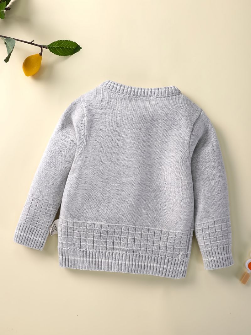 Baby Gutter Jenter Strikk Cardigan Crewneck Termisk Genser Til Vinter Babyklær