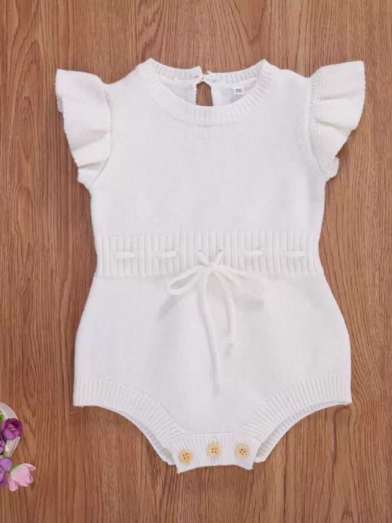 Baby Jenter Cute Flying Sleeve Ermeløs Genser Med Snøring Triangle Romper Bodysuit