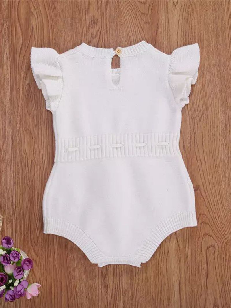 Baby Jenter Cute Flying Sleeve Ermeløs Genser Med Snøring Triangle Romper Bodysuit